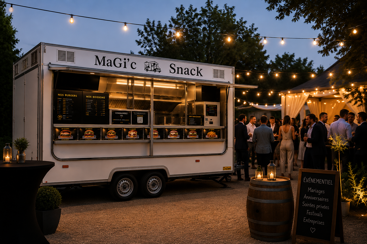 Le foodtruck MaGi'c SnacK lors d'un événement privé en soirée